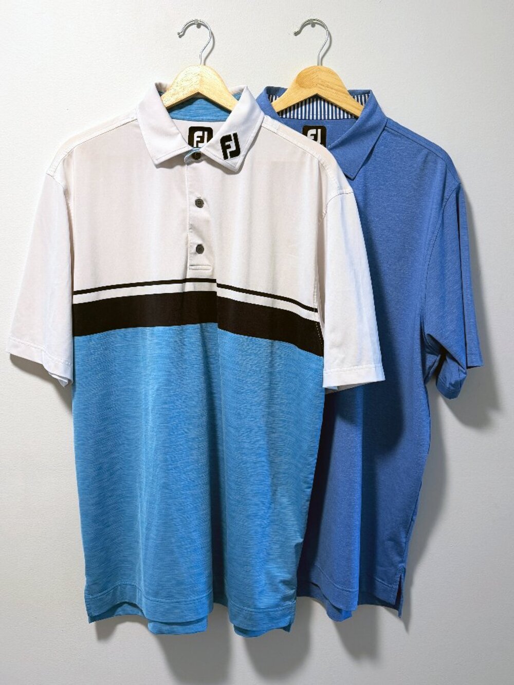 FootJoy FJ Golf Polos - Mens Large - Blue/White - BUNDLE OF 2